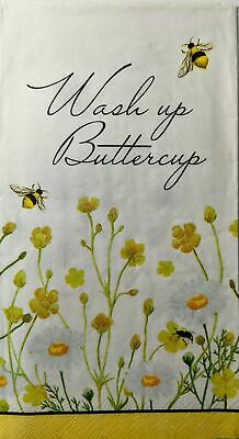 TWO Individual Paper Guest Decoupage Napkins - 1518 Wash Up Buttercup w/ Bees