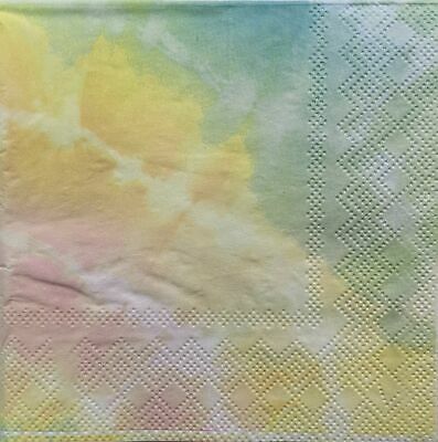 TWO Individual Paper Cocktail Decoupage Napkins - 1423 Tie Dye Sherbert