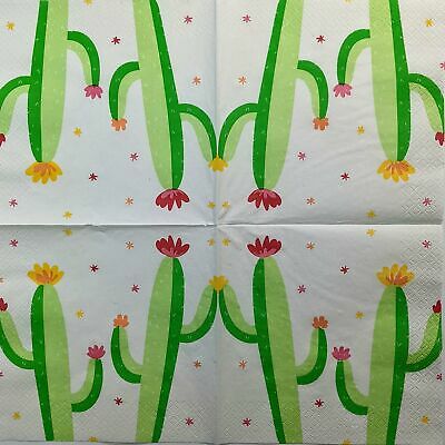 TWO Individual Paper Lunch Decoupage Napkins - 1352 Playful Cactus