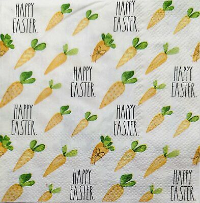 TWO Individual Paper Cocktail Decoupage Napkins - 1808 Happy Easter Carrots