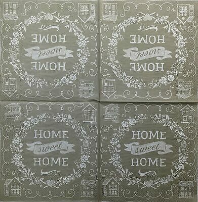 TWO Individual Paper Lunch Decoupage Napkins - 1487 Home Sweet Home Wreath