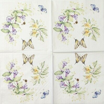 TWO Individual Paper Cocktail Decoupage Napkins-1763 Blooming Spring Butterflies