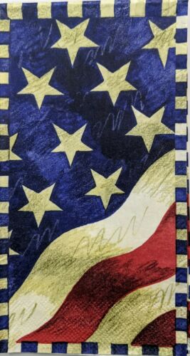 TWO Individual Paper Guest Decoupage Napkins - American Glory Flag 1316