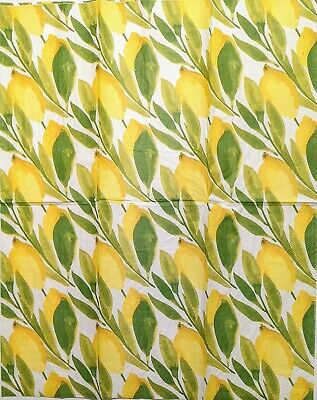 TWO Individual Paper Guest Decoupage Napkins - 1833 Lemon Extravaganza