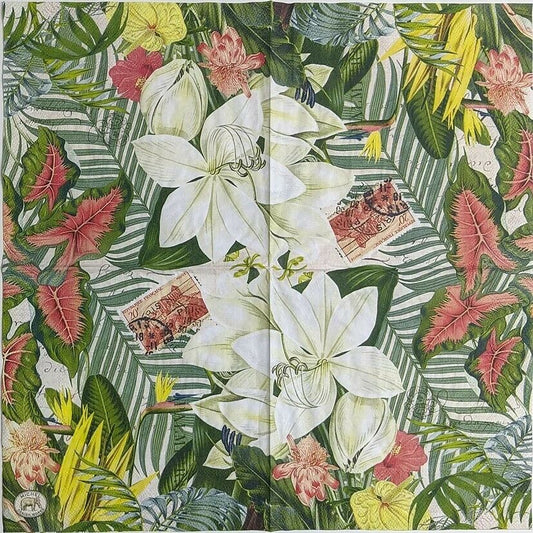 TWO Individual Paper Lunch Decoupage Napkins - Vanilla Palm 1050