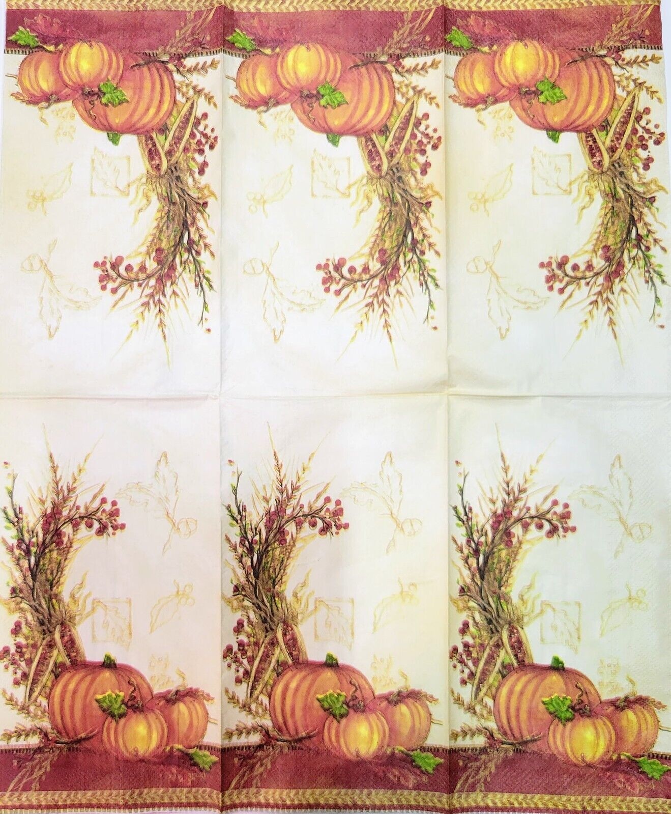 TWO Individual Paper Guest Decoupage Napkins - 2122 Autumn Pumpkin Array