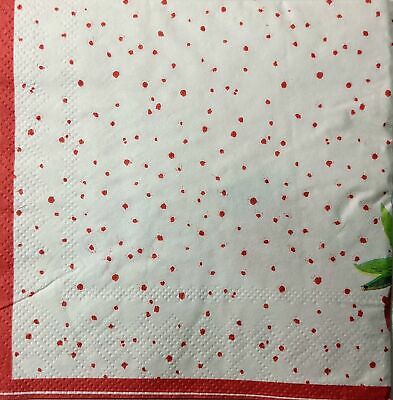TWO Individual Paper Cocktail Decoupage Napkins - 1531 Summer Strawberry Delight