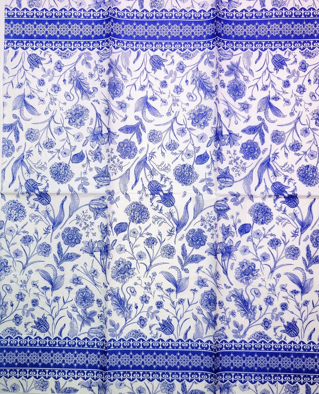 TWO Individual Paper Guest Decoupage Napkins - 2277 Blue Floral Susette