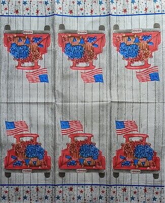 TWO Individual Paper Guest Decoupage Napkins - 2023 Americana Flower Truck