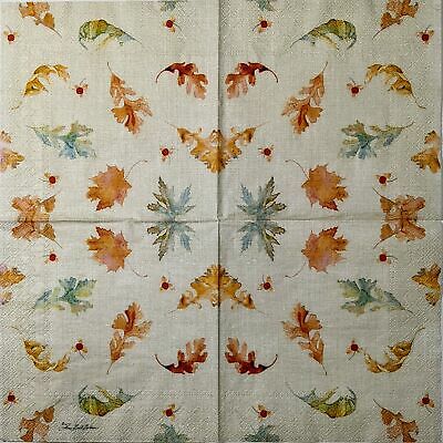 TWO Individual Paper Lunch Decoupage Napkins - 1604 Watercolor Fall Leaves