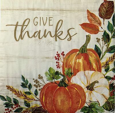 TWO Individual Paper Lunch Decoupage Napkins - 1610 Autumn Give Thanks