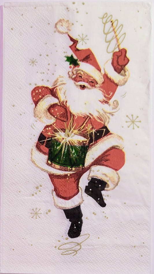 TWO Individual Paper Guest Decoupage Napkins - 2263 Drumming Santa Clause