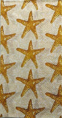 TWO Individual Paper Guest Decoupage Napkins - 1472 Gold Starfish