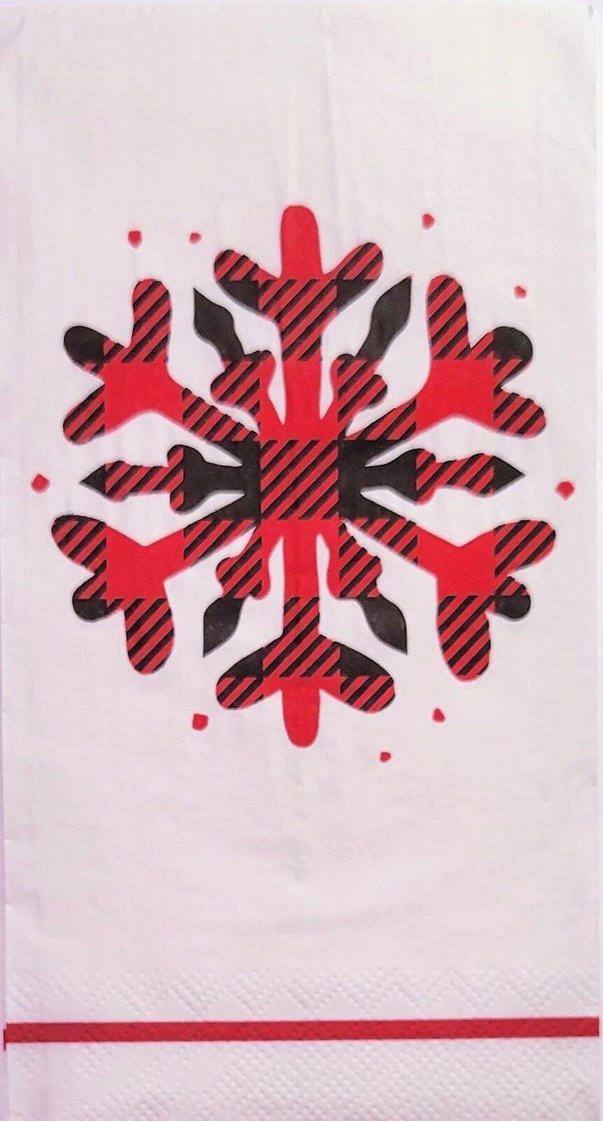 TWO Individual Paper Guest Decoupage Napkins - 2253 Red & Black Plaid Snowflake