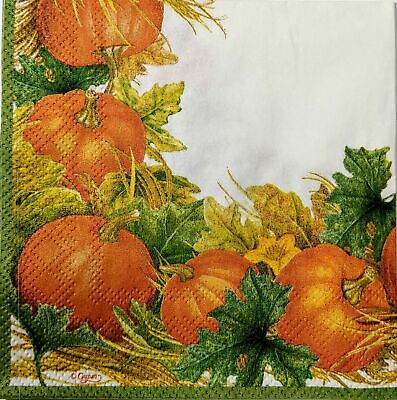 TWO Individual Paper Cocktail Decoupage Napkins-1652 Thanksgiving Turkey Harvest