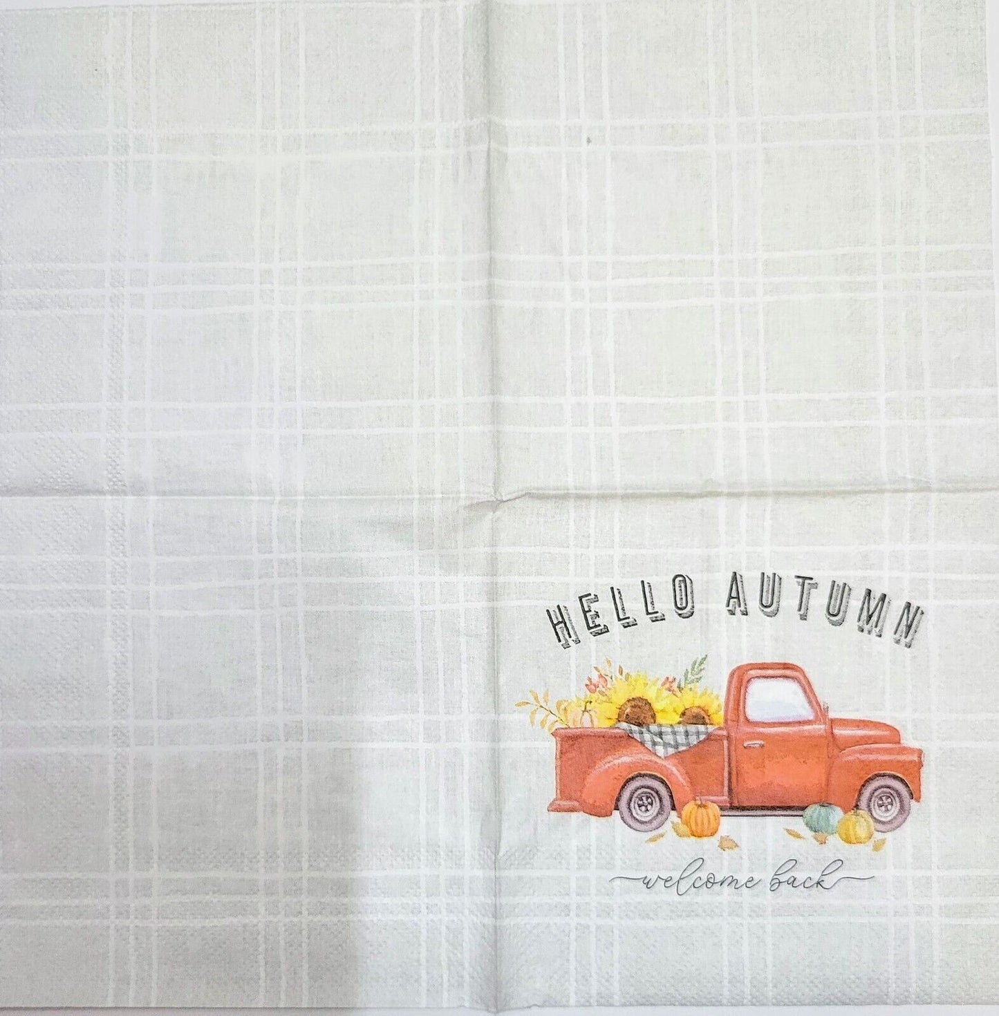 2 Individual Paper Cocktail Decoupage Napkins - 2089 Hello Autumn Red Truck