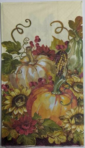 TWO Individual Paper Guest Decoupage Napkins- Burgundy Harvest 1045