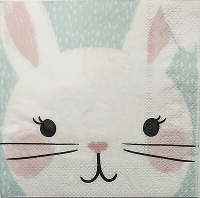 TWO Individual Paper Cocktail Decoupage Napkins - 1890 Sweet Bunny Face