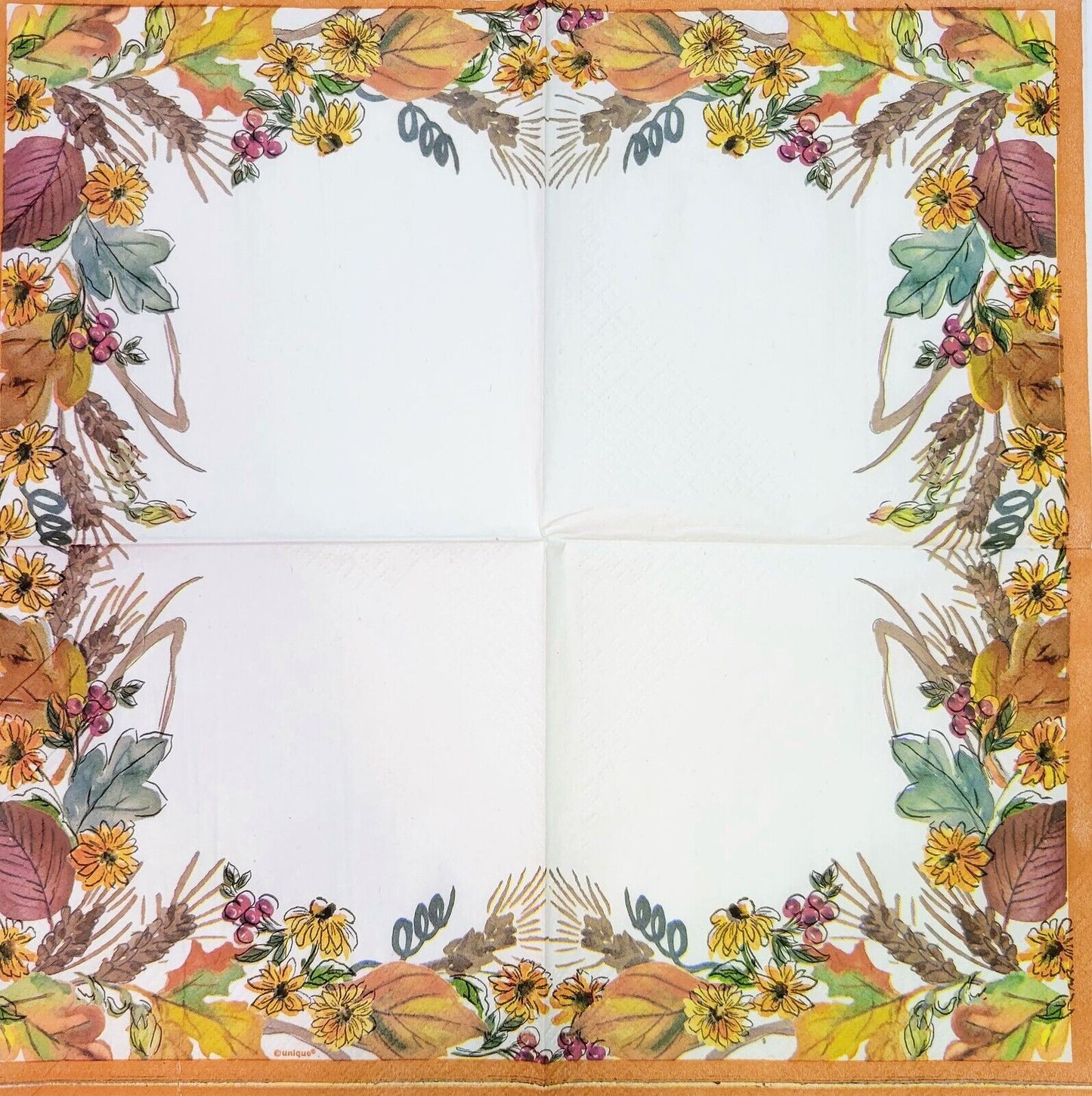 TWO Individual Paper Lunch Decoupage Napkins - 2161 Farmhouse Leaves