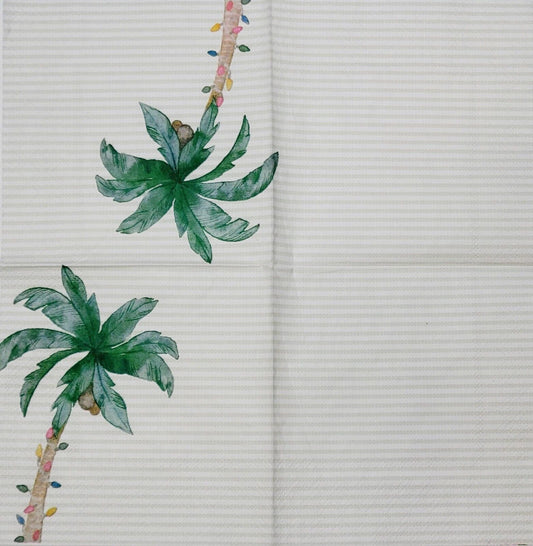 TWO Individual Paper Cocktail Decoupage Napkins - 2281 Christmas Palm Tree