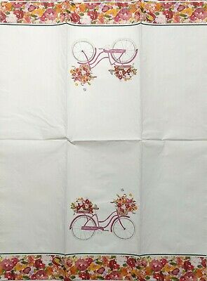 TWO Individual Paper Guest Decoupage Napkins - 1780 Spring Bicycle