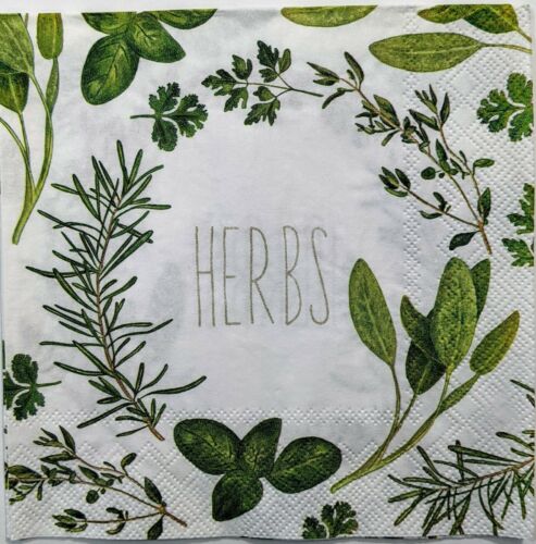 TWO Individual Paper Lunch Decoupage Napkins - Herbs Wreath 1132