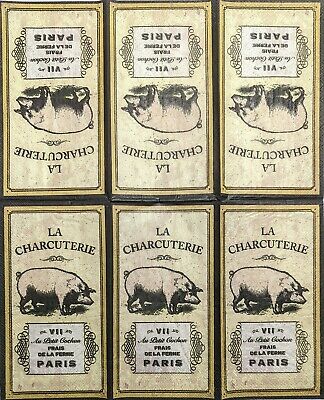 TWO Individual Paper Guest Decoupage Napkins - 1793 La Charcuterie Paris Pig