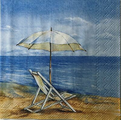 TWO Individual Paper Cocktail Decoupage Napkins - 1537 Blue Horizon Beach
