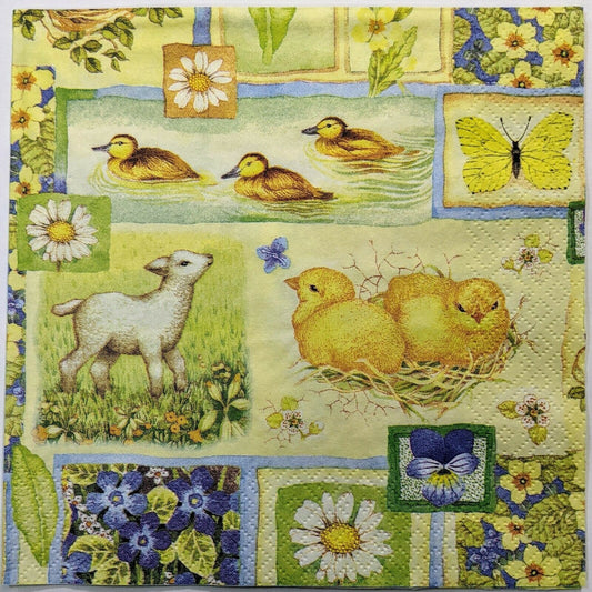 TWO Individual Paper Lunch Decoupage Napkins - Springtime Easter Collage 1110