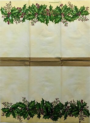 TWO Individual Paper Guest Decoupage Napkins - 1454 Red Christmas Holly