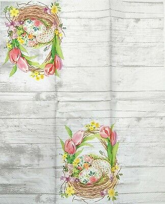 TWO Individual Paper Guest Decoupage Napkins - 1926 Easter Eggs in a Basket