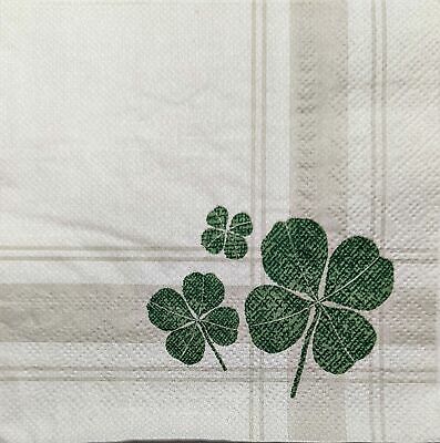 TWO Individual Paper Cocktail Decoupage Napkins - 1886 St Patrick's Shamrocks