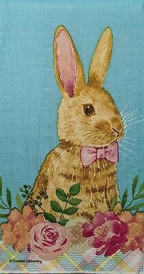 TWO Individual Paper Guest Decoupage Napkins - 1829 Bowtie Flower Patch Bunny