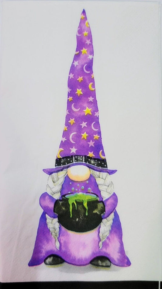 TWO Individual Paper Guest Decoupage Napkins - 2193 Halloween Gnome Wizard