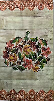 TWO Individual Paper Guest Decoupage Napkins - 1639 Fall Pumpkin Collage