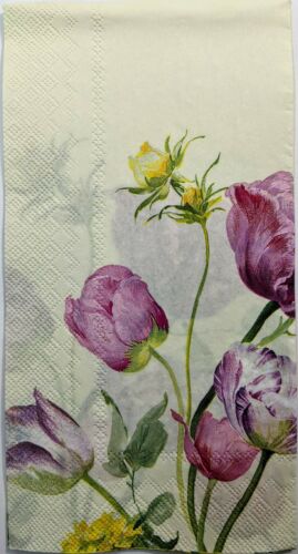 TWO Individual Paper Guest Decoupage Napkins- Helen Cream Tulips 1169