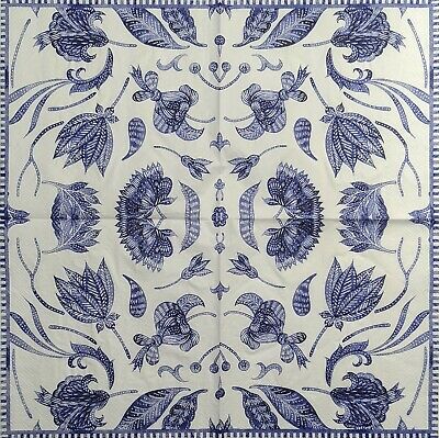 TWO Individual Paper Lunch Decoupage Napkins - 1969 European Blue Foliage