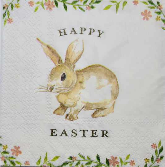 TWO Individual Paper Cocktail Decoupage Napkins - 2364 Happy Easter Bunny Too