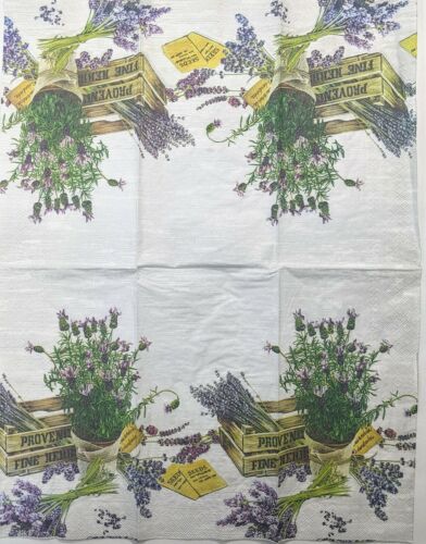 TWO Individual Paper Guest Decoupage Napkins - Flavor Of Provence Purple 1177