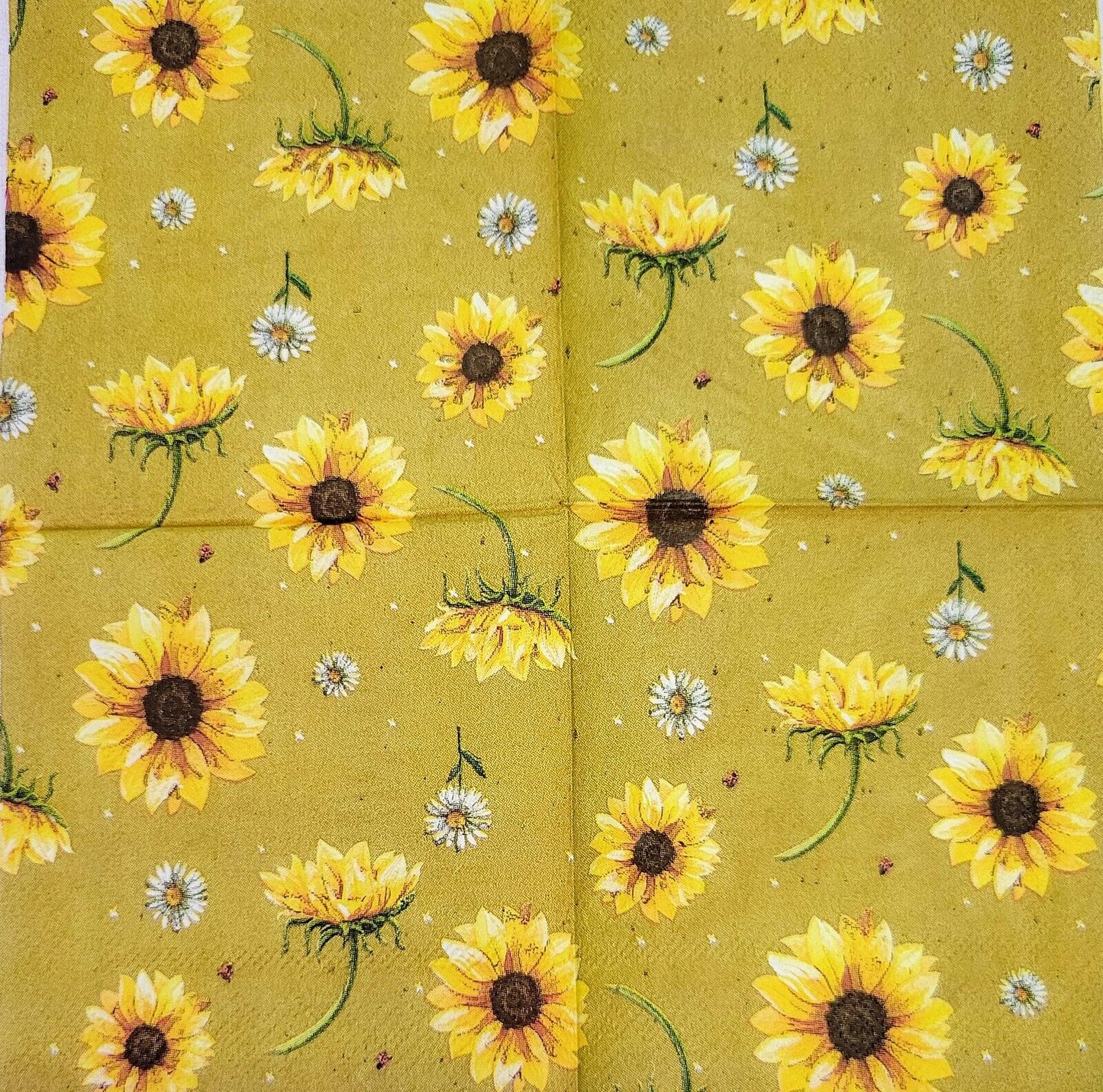 TWO Individual Paper Cocktail Decoupage Napkins - 2173 Fall Sunflowers & Daisies