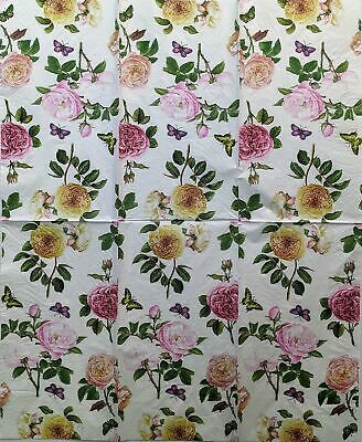 TWO Individual Paper Guest Decoupage Napkins - 1463 Home Rose Spode