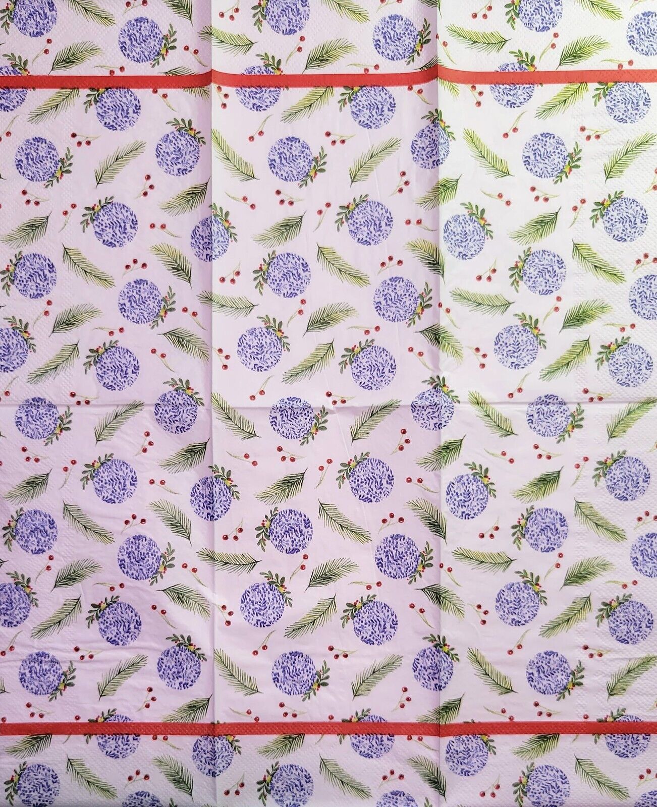 TWO Individual Paper Guest Decoupage Napkins - 2260 Blue Green Balls and Berries