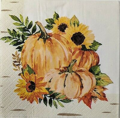 TWO Individual Paper Cocktail Decoupage Napkins - 1569 Fall Ensemble