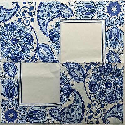 TWO Individual Paper Lunch Decoupage Napkins -1350 Blue Serenity