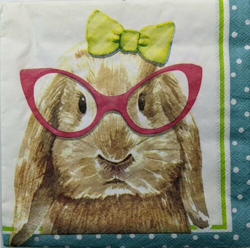 TWO Individual Paper Lunch Decoupage Napkins - Bunny Dressed For Easter 1250