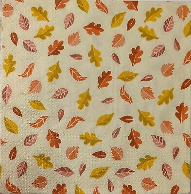 TWO Individual Paper Cocktail Decoupage Napkins - 1571 Thankful Fall Leaves