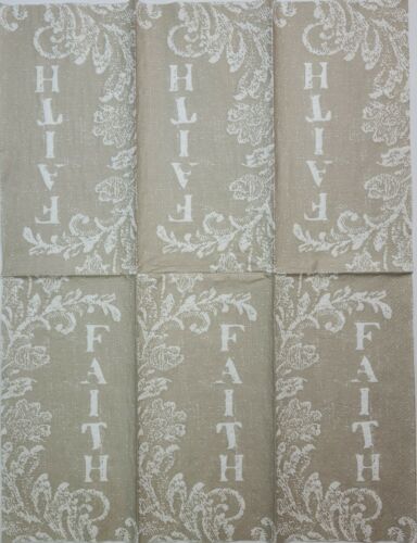 TWO Individual Paper Guest Decoupage Napkins - "FAITH" Weathered In Taupe 1304