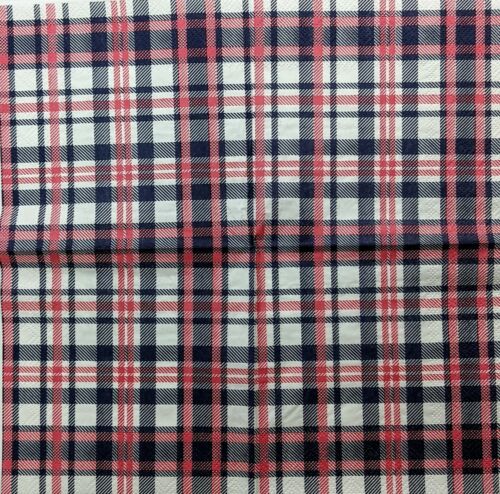 TWO Individual Paper Cocktail Decoupage Napkins - Bahama Plaid Black/Red1292