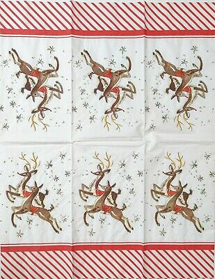 TWO Individual Paper Guest Decoupage Napkins - 1734 Peppermint Striped Reindeer