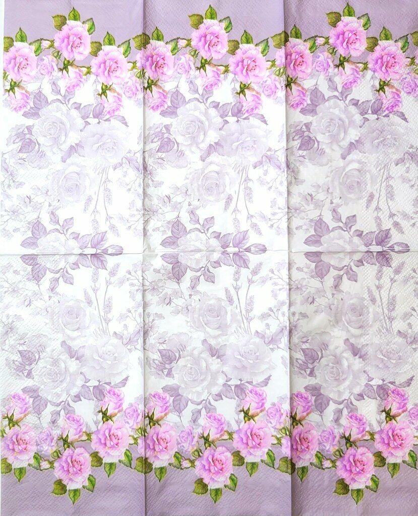 TWO Individual Paper Guest Decoupage Napkins - 2305 Shabby Chic Rose Garden